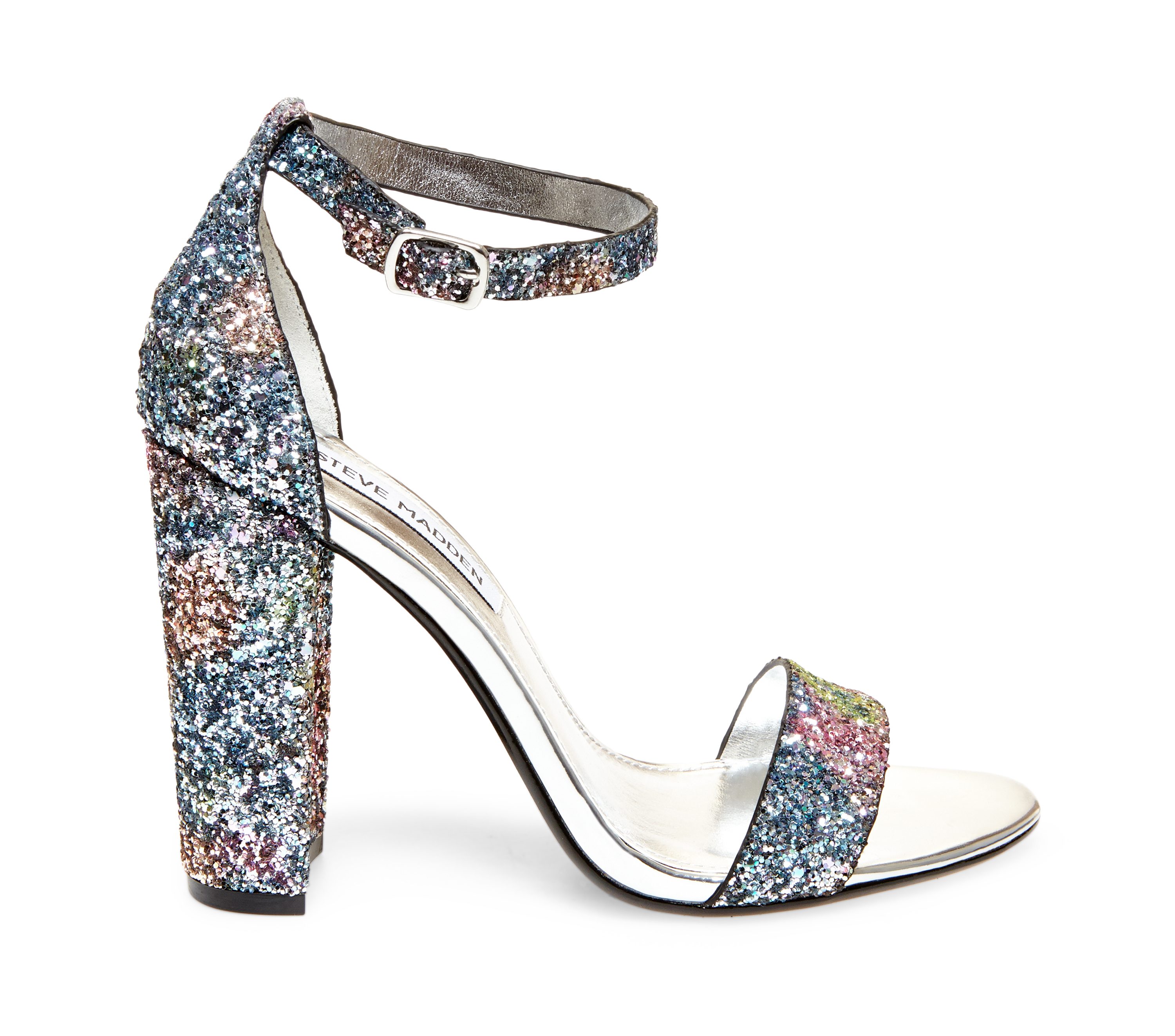 Sandalia Steve Madden. Modelo Carrson multi glitter.